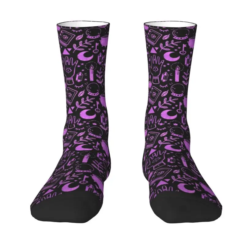 

Witchy Things Textured Purple Dress Socks Mens Womens Warm Fashion Novelty Halloween Witch Crew Socks