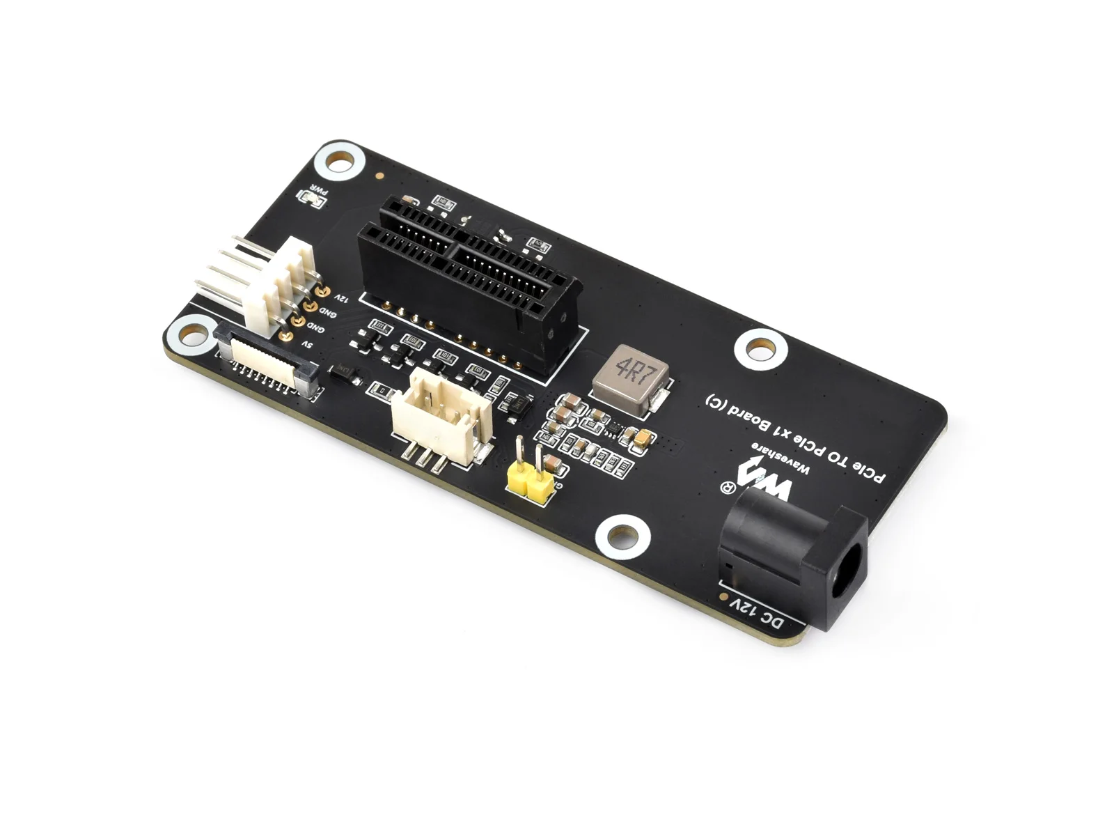 Waveshare PCIe FFC Connector To Standard PCIe x1 Slot Adapter Board (C) For Raspberry Pi 5, Compatible With x1, x4, x8