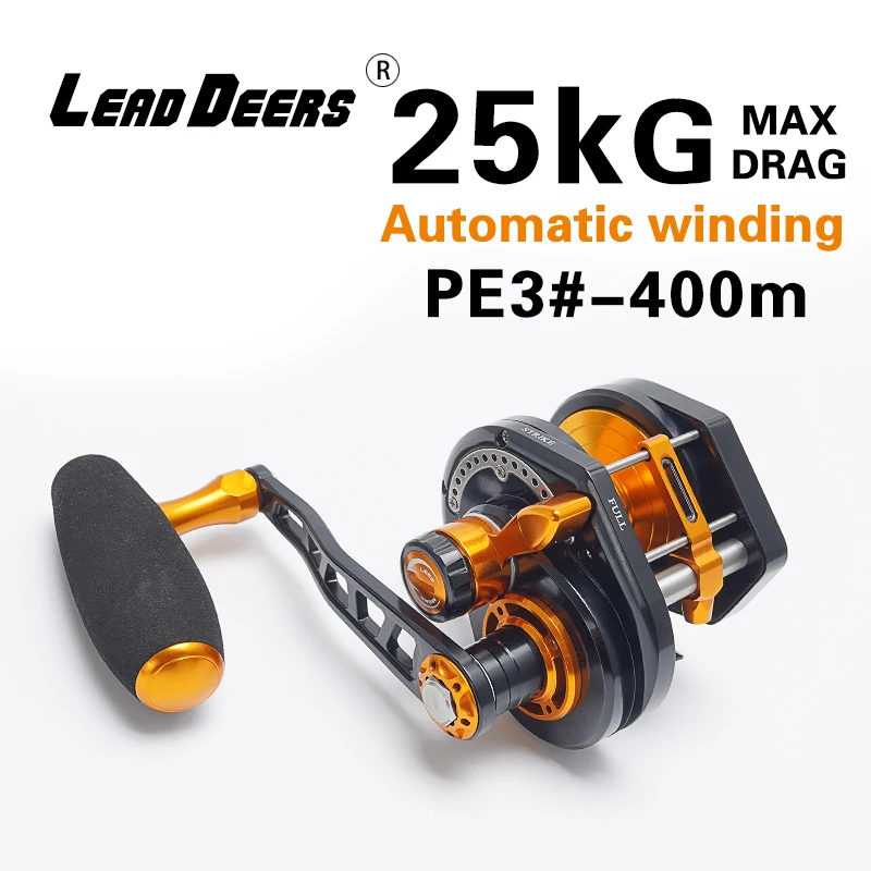LEADDEERS 자동 정렬 라인 낚시 릴, 15BB 해수 드럼 휠, 슬로우 지깅 릴, 최대 드래그 25kg, 드래그 라디오 6.3:1