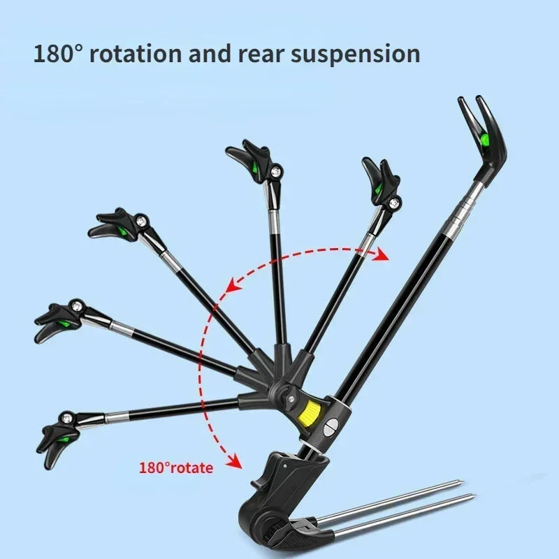Fishing Rod Bracket New Type Stainless Steel Thickened Telescopic 1.7-Meter Bracket Fishing Rod Dual-Purpose Fishing Tool