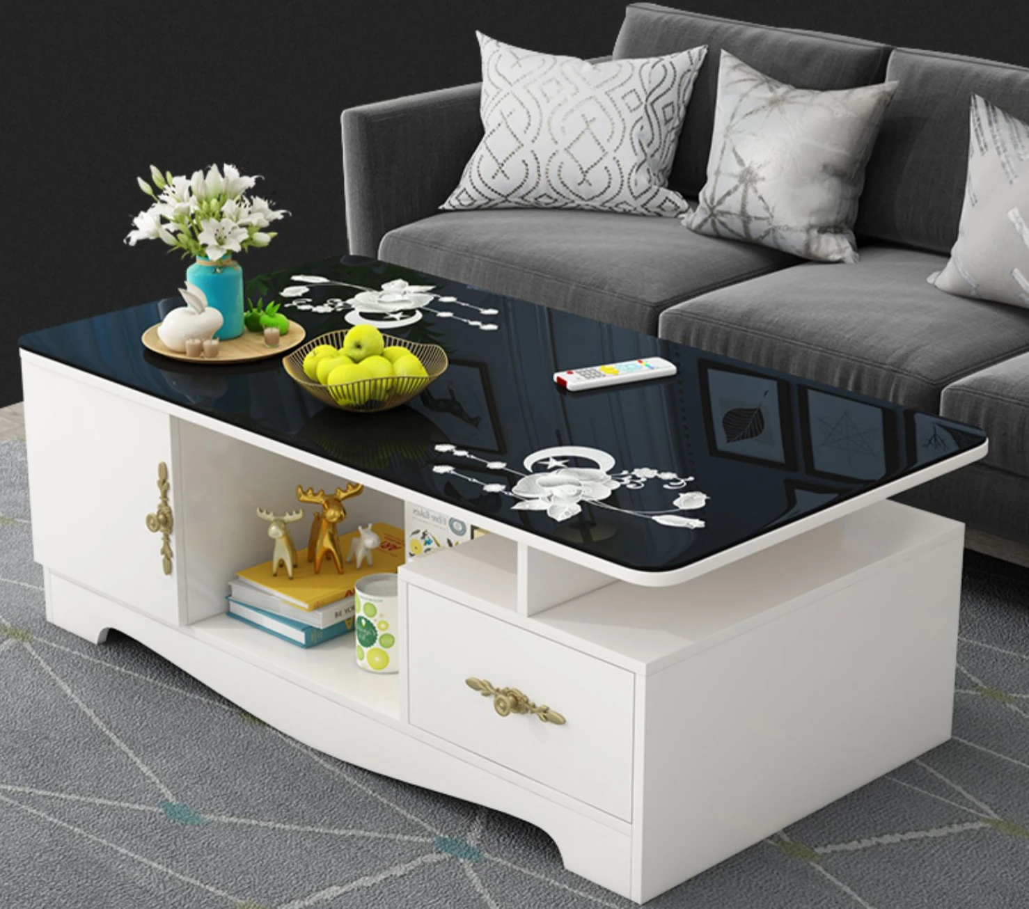 

Круглый Угловой журнальный столик, минималистичный современный домашний ТВ-шкаф в европейском стиле, комбинированный чайный столик, стеклянный журнальный столик