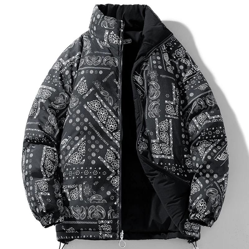 2023Autumn Winter Double side Cotton Jacket Men's Fashion Brand Thickened Short Standing Collar Warm Coat Men's Down Cotton Coat