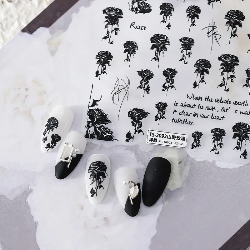 

[Meow.Sensei] Thin Tough Relief Nail Stickers Thin Transparent Nail Sticker Nail Jewelry TS-2091 Wild Rose