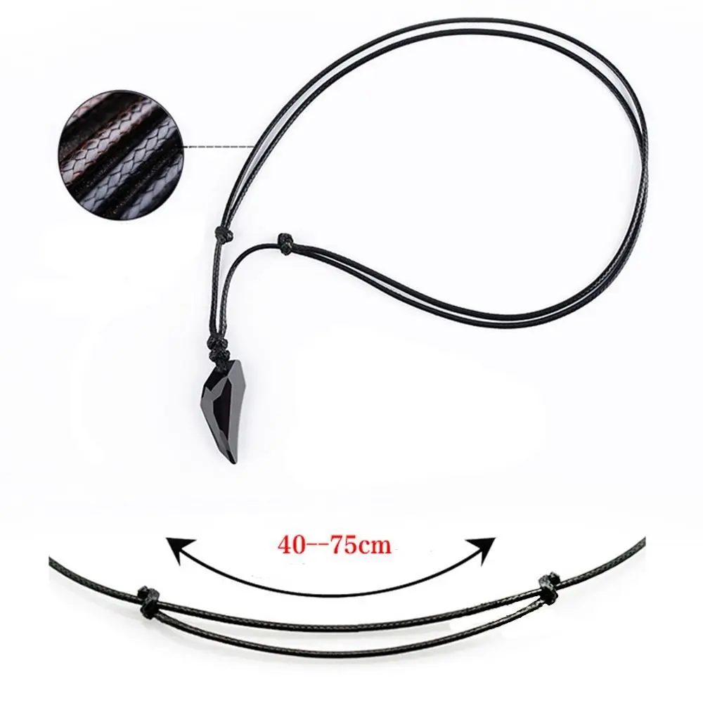 Black Sapphire Austrian Crystal 18K Plated Wolf Tooth Pendant Necklace Adjustable Length Couple Accessories