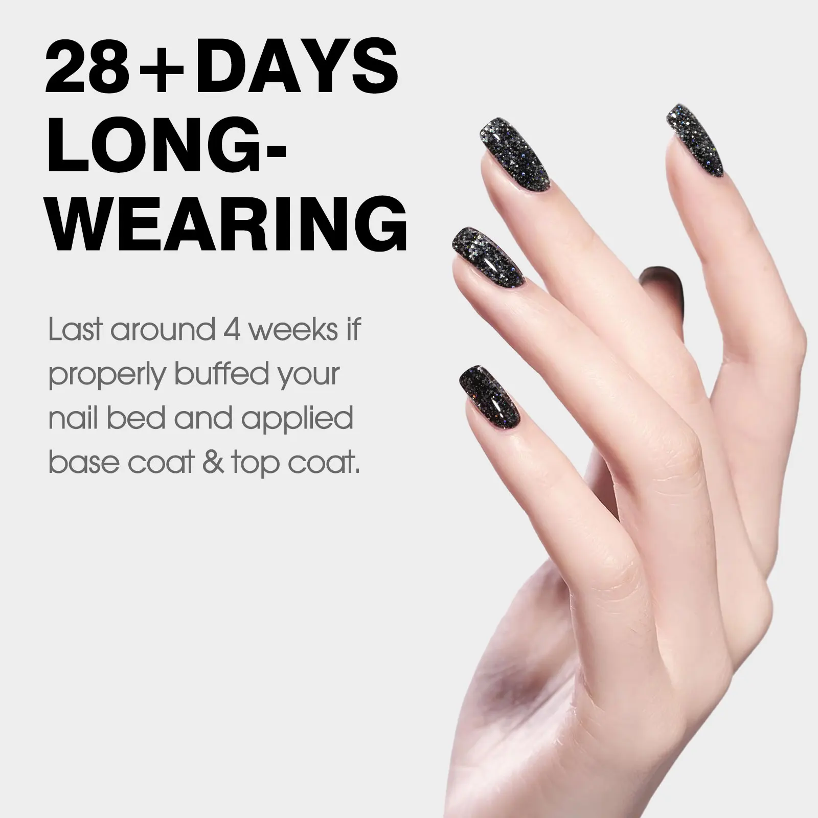 CANNI HEMA FREE Gel Nail Polish Black Glitter Diamond Sparkle Gorgeous Color Long Lasting Soak Off UV LED Gel Lacquer Super Top 4