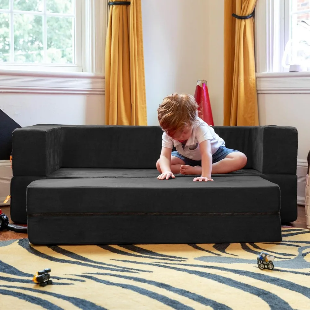 Zipline Kids Sofa & Large Ottoman 3 in 1 Fold Out Sofa, Big Kids Edition 5