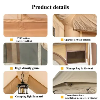 Inflatable Tent for Camping with Hand Pump Blow Up Tent Glamping Tent 4 Season Air Tent, Easy Setup Waterproof Outdoor Oxford 6