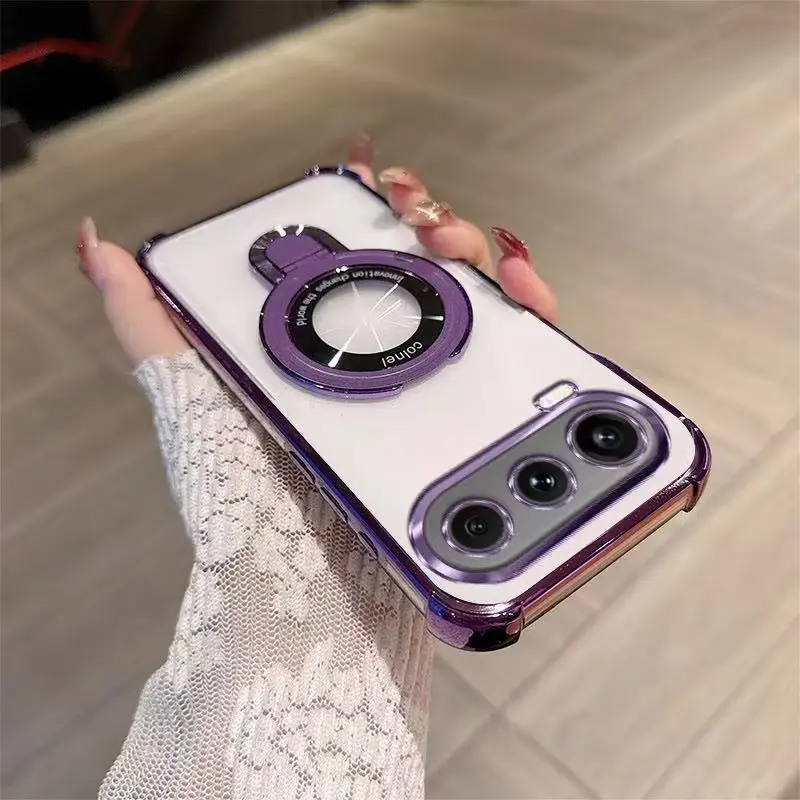 Shockproof Transparent Magnetic Stand Holder Case with Camera Protection
