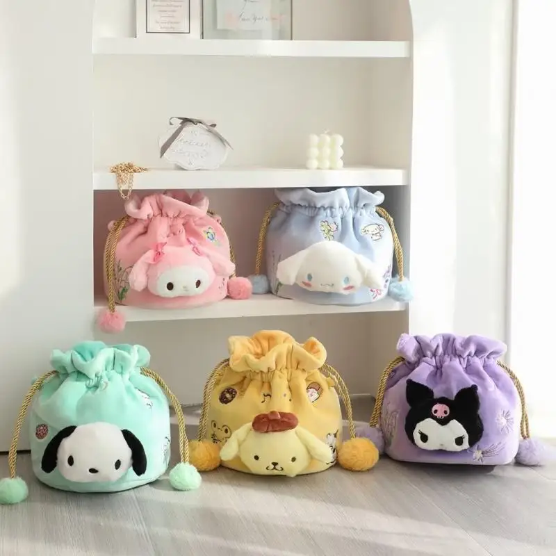 

Kawaii Sanrioed My Melody Kuromi Cinnamoroll сумки через плечо, милая мультяшная девушка, Студенческая сумка через плечо, сумка для хранения на шнурке, подарок