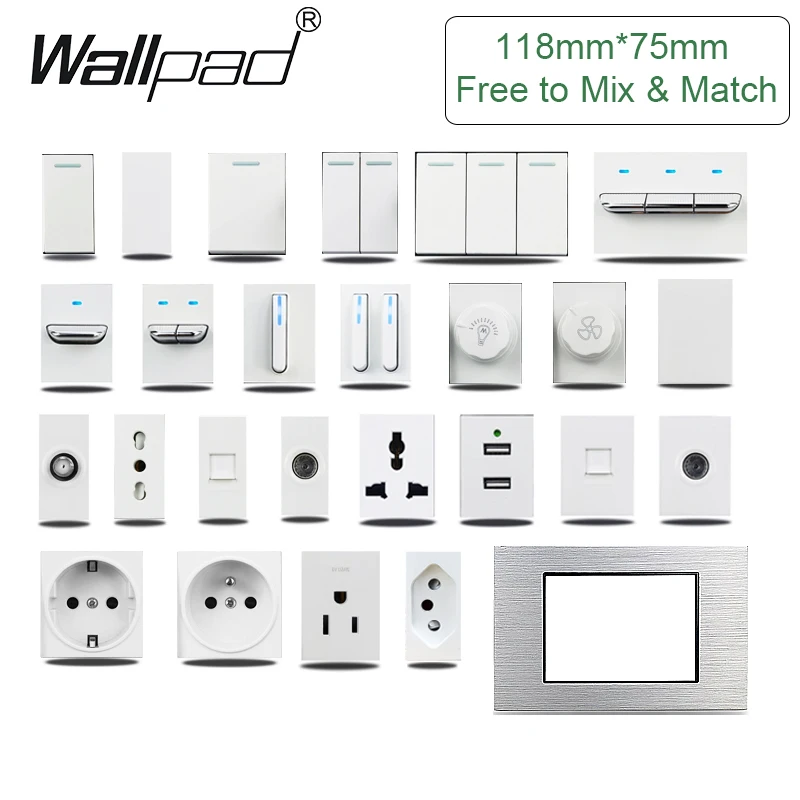 DIY11875mm123GangFanDimmerBrushedAluminiumSwithwithLEDAU