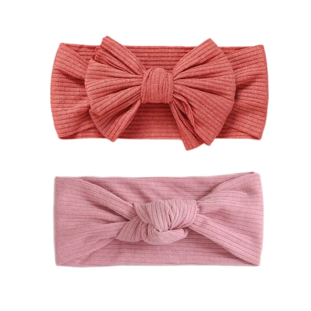 

2Pcs/Lot Baby Headband Solid Knit Bows Hairbands For Children Toddler Baby Knot Turban Baby Girl Hair Accessories Kids Headwear