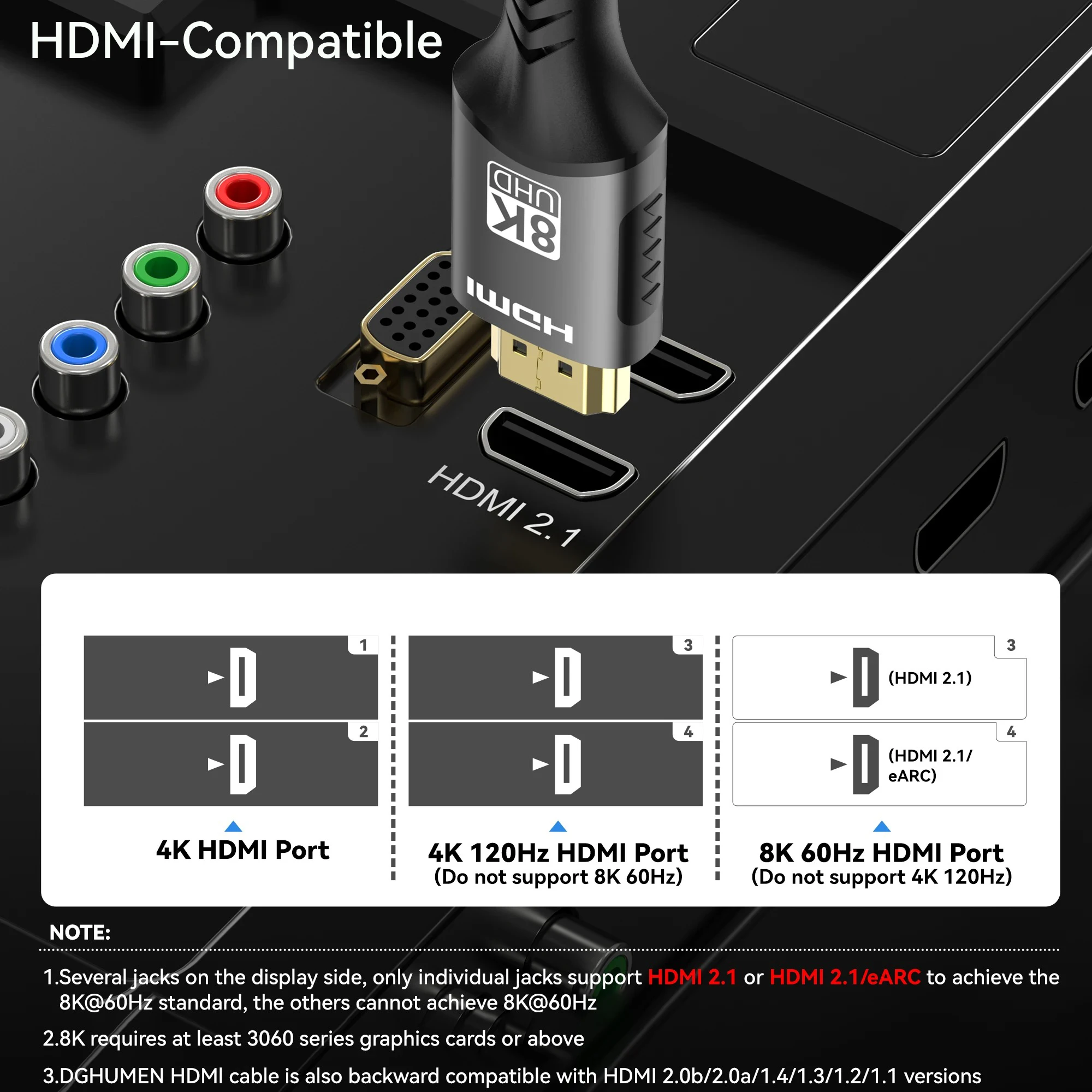 Ultra High-Definition Braided Nylon HDMI Cable – 8K & 4K High-Speed Connectivity