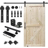 42" x 96" Unfinished Supported Multi-Section Barn Door With 8' Sliding Door Hardware Kit Double-Sided Simple Assembly Required 1