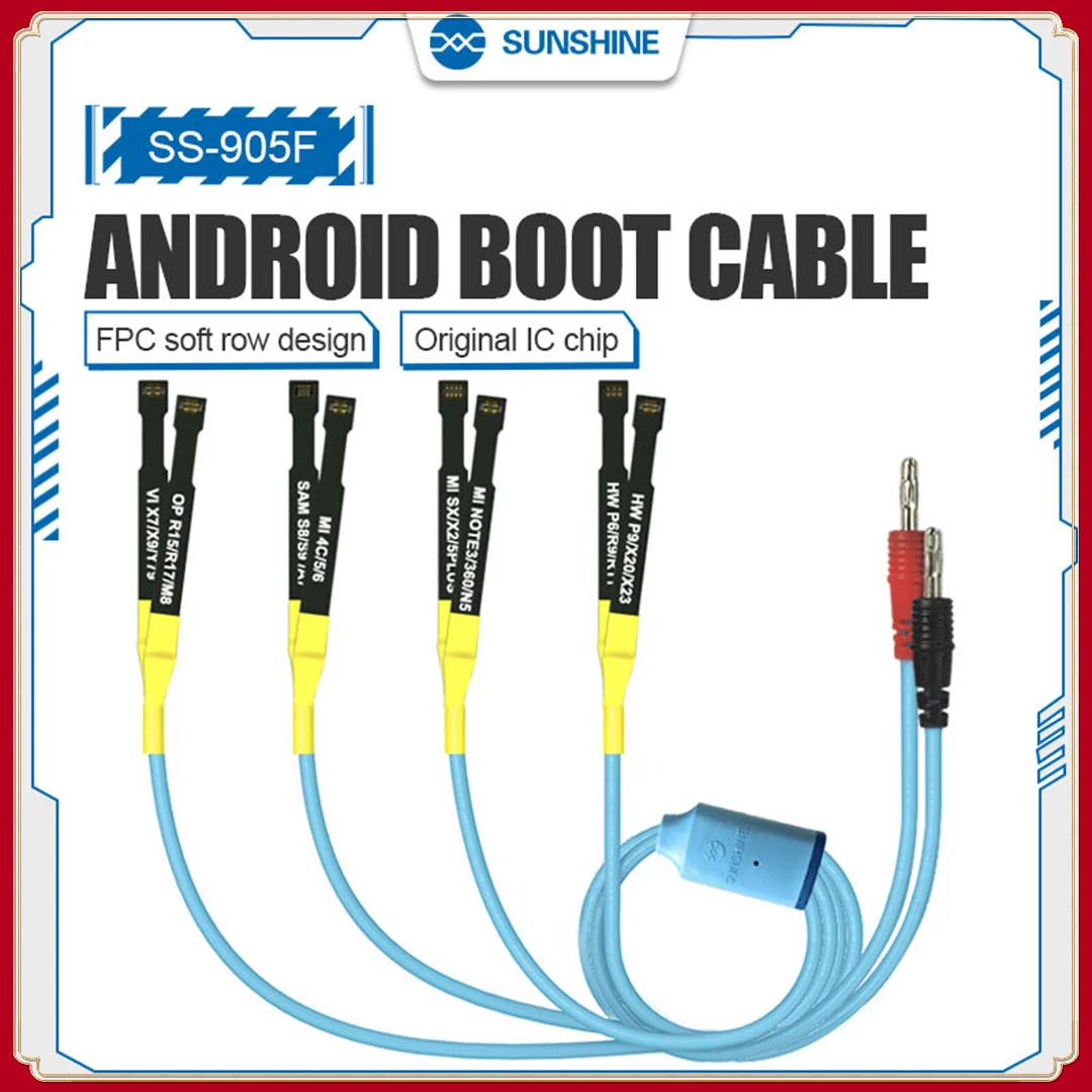 

SUNSHINE SS-905F Android Phone Boot Cable Power Cable Test Lead Support Hongmeng System for Mi Redmi Samsung Huawei OPPO Vivo