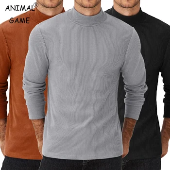 New Men's Mock Turtleneck Sweaters Long Sleeve High Neck Pullover Winter Warm Casual Thermal Half Neck Knitted Pullover Sweaters