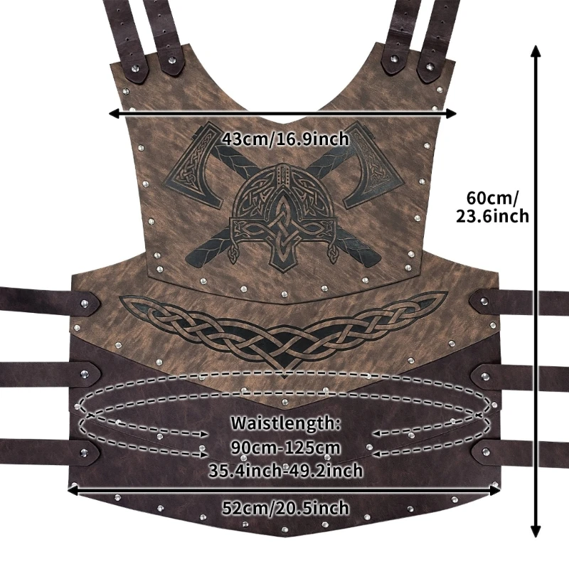 Mens Viking PU Leather Chest Armors Knight Leather Body Armors Medieval Armors Cosplays Jerkins Coat Halloweens 6