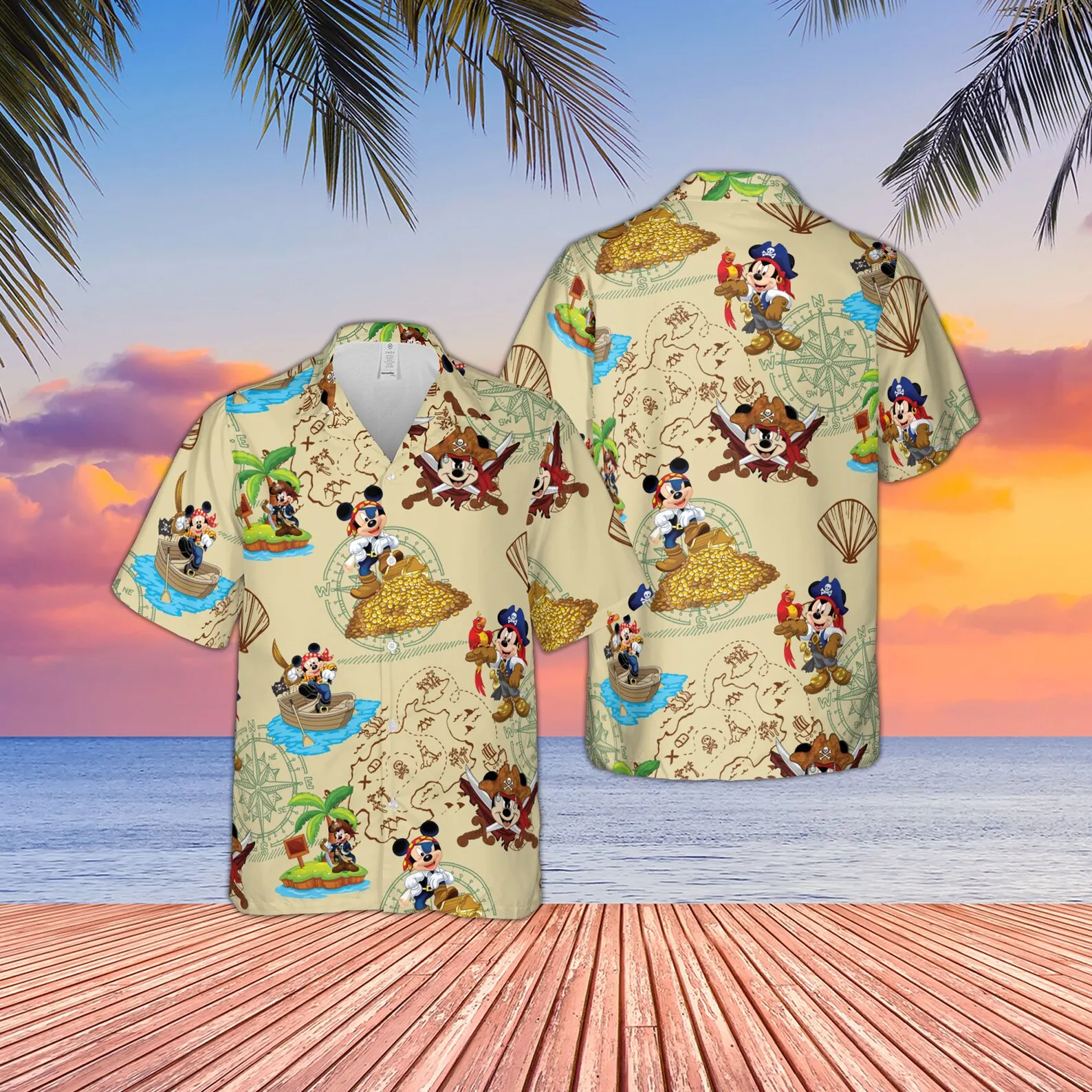 Disney Pirates Of Caribbean Camicia Hawaiana Da Uomo Disney Camicia Hawaiana Camicia A Maniche Corte Con Bottoni Alla Moda Camicia Hawaiana Di Topolin