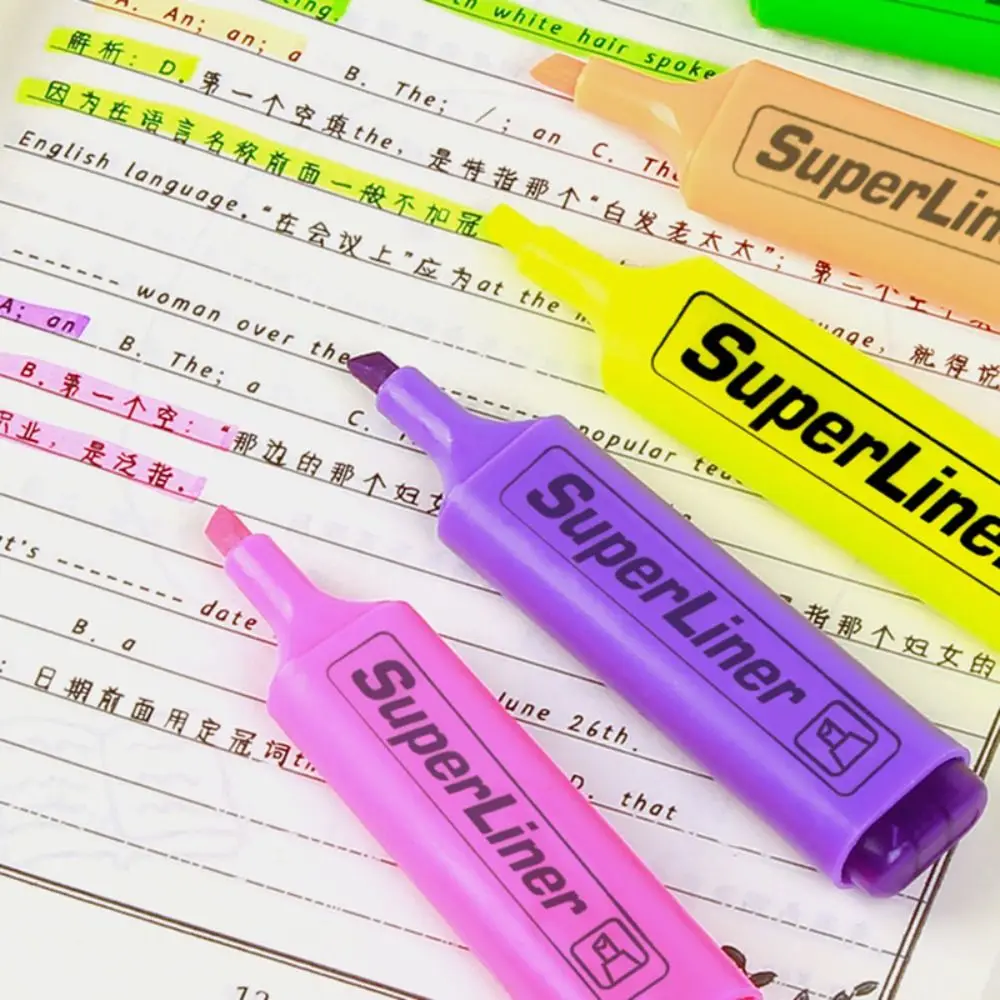 4/6 Colors Colorful Highlighters Art Markers Flat Shape Pastel Markers School Office Supplies Oblique Drawing - 3