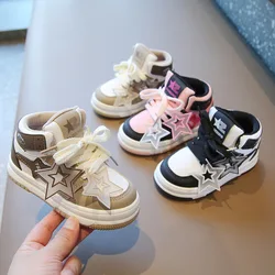 Children Sports Shoes 2024 Spring Autumn New Boys Casual Board Shoe High Top Kids Shoes for Girls Sneakers Soft Soled Baby Shoes