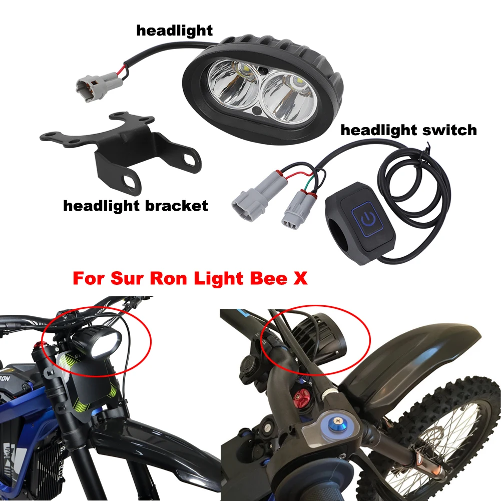 Headlight Head light With Mounting Bracket & Switch Set For SurRon Light Bee X Cycling
