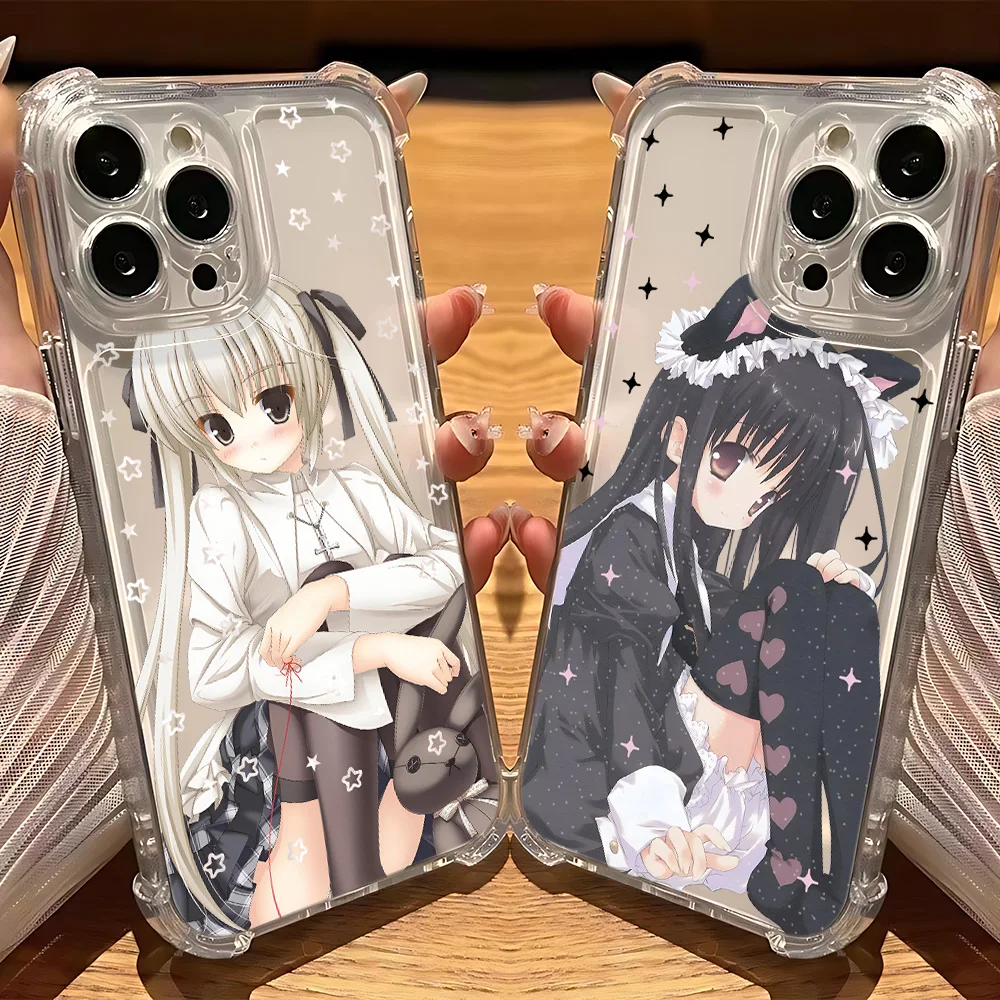 Coque de téléphone transparente anti-chute Anime Cute Maid Girl, iPhone Mini Pro Max X Poly XS Max 7 8 Plus