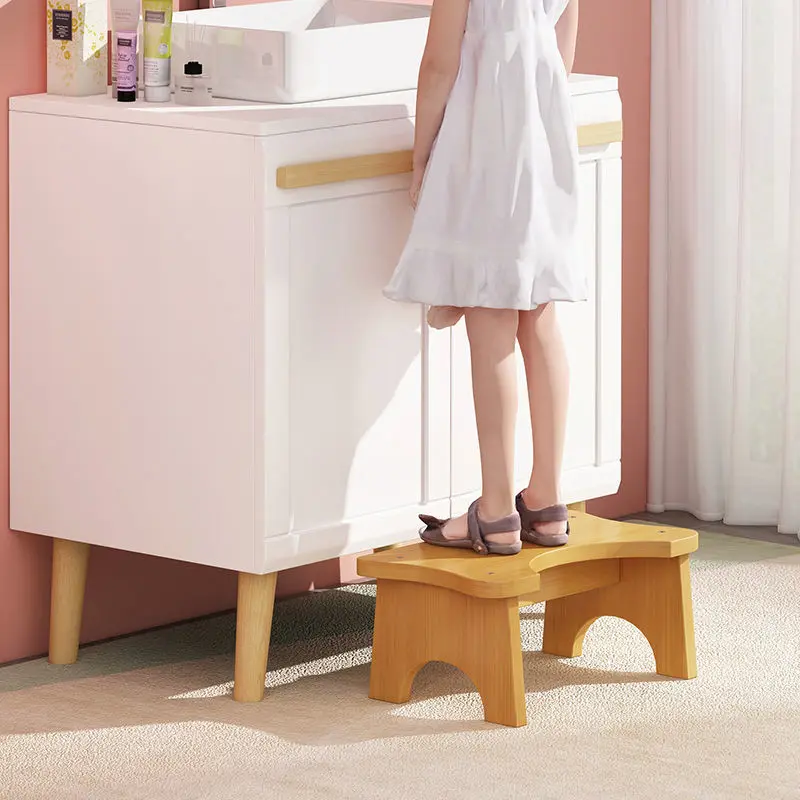 1Pc Bathroom Footstool Wooden Toilet Stool Household Children Step Stool Bathroom Furniture Home Furniture Chairs