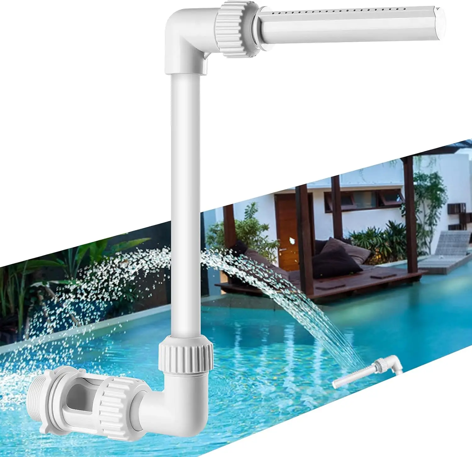 Swimming Pool Waterfall Fountain Kit PVC Feature Water Spay Pools Spa Decorations Easy Install Swimming Pool Accessories water fountain garden pond fountain fountain nozzles