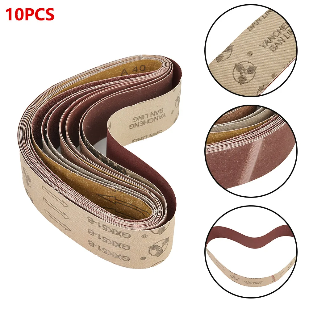 10pcs 2*27 Sanding Abrasive Belt For Metal Wood Grinding Sander 40-1000 Grit For Light Industry Leather Wood Building Mate