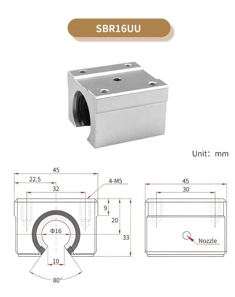 Meistverkauftes Hochwertiges Gerades Offenes Gleitlager Standard/Druckplatte/Staubdichtes Gleitlager SBR10/12/16/20UU – Detail 10
