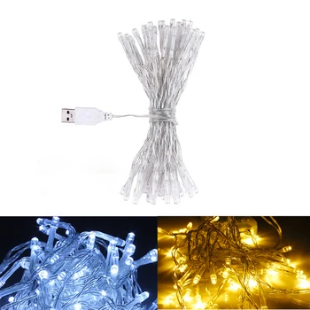 LED USB 스트링 화환, 크리스마스 트리 요정 라이트 체인, 방수 홈 가든 웨딩 파티, 야외 휴일 장식, 1m, 2m, 5m, 10m