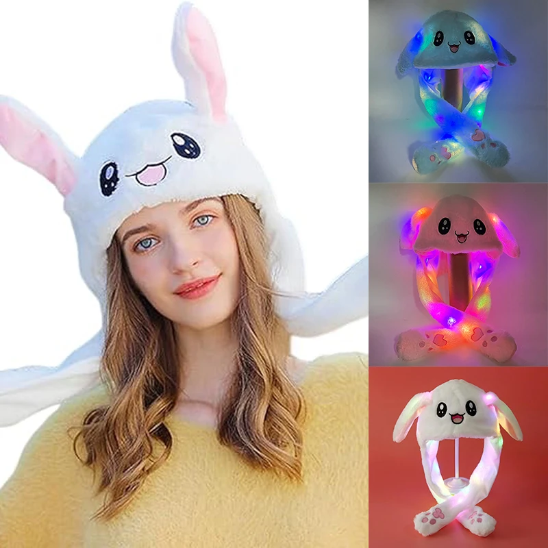 Rabbit Ears Hat Funny Gift Kids Boys Girls Cute Rabbit Hat Moving Ears Cute Bunny Funny Kids Winter Toy Warm Cap