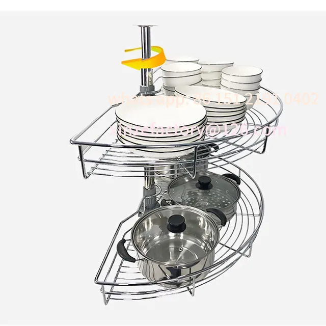 ตะกร้ามุมตู้ปรับได้ 180 องศา สำหรับห้องครัว 270 องศา 360 องศา ตะกร้าหมุนได้ ชั้นวางคู่แบบหมุนได้ ลิตเติ้ลมอนสเตอร์ 5