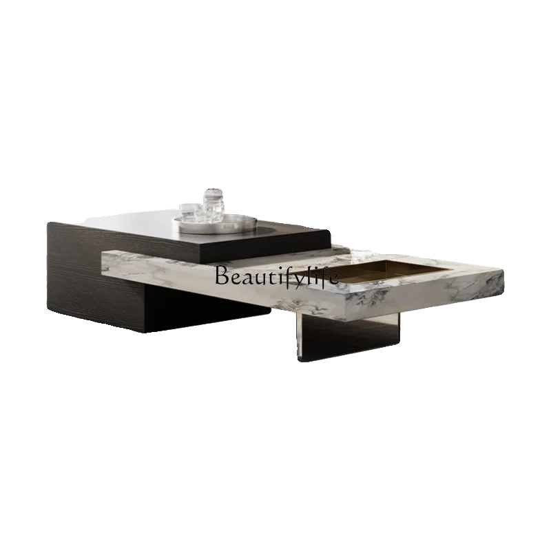 

Italian Minimalist Stone Plate Coffee Table Combination Modern Living Room Rectangular Home Acrylic Tea Table