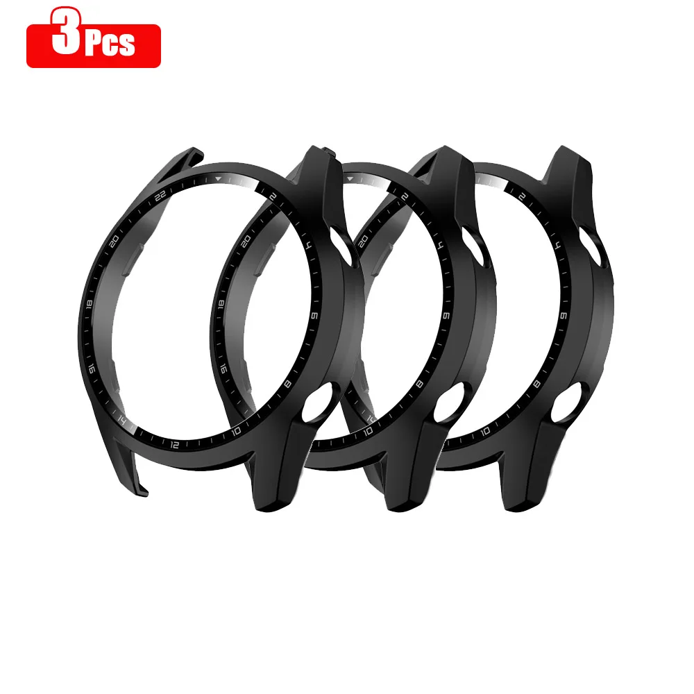 3-Pack Full Coverage Tempered Glass Case for Smartwatch - Bumper Screen Protector and Protective Shell