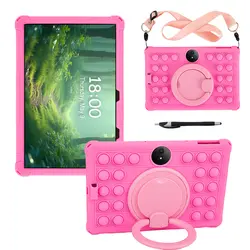 Rotating Soft Silicone Tablet Cover for Kids - Durable and Protective Design (Pink)