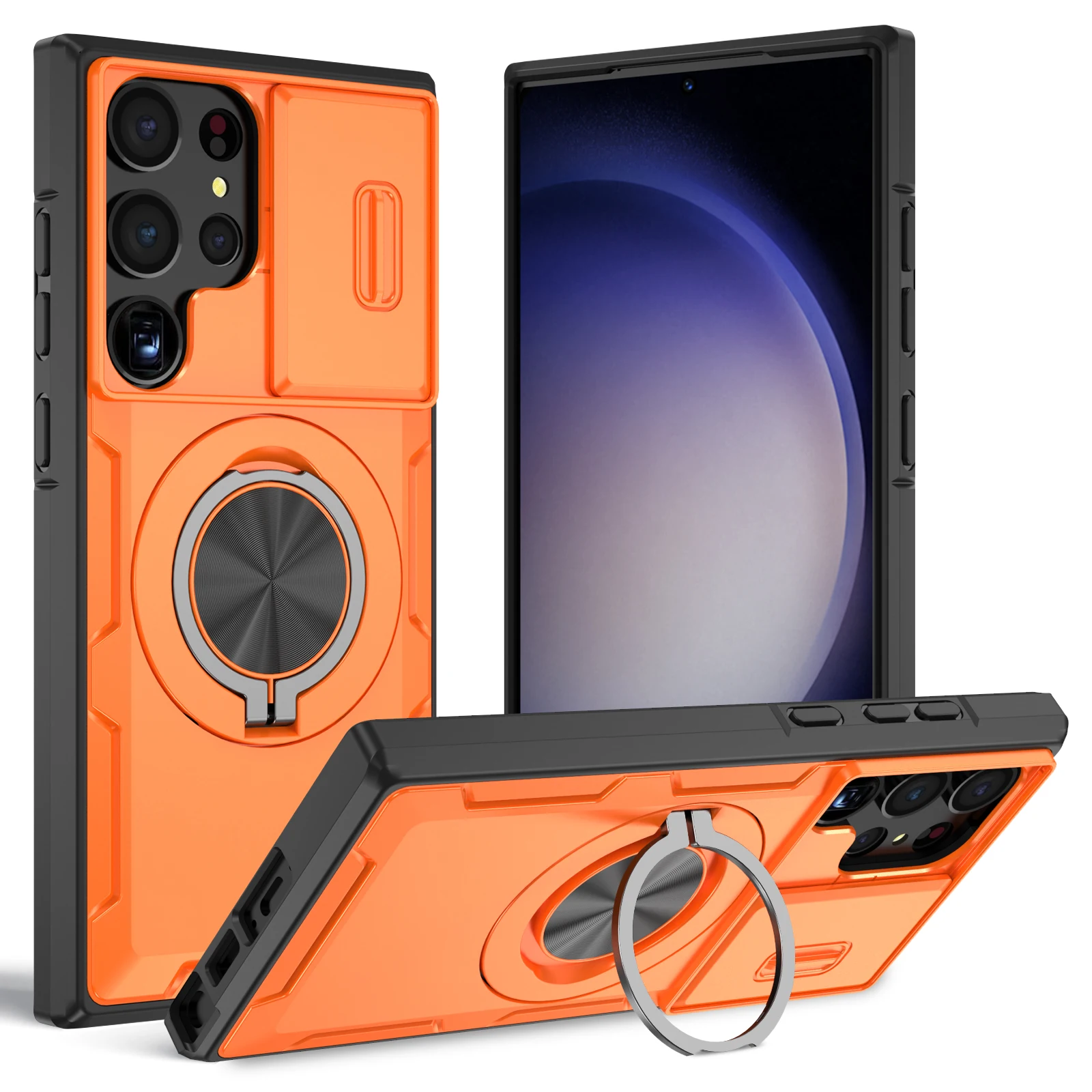 Armor Magnetic Bracket Case with Slide Camera Protection - Shockproof Cover