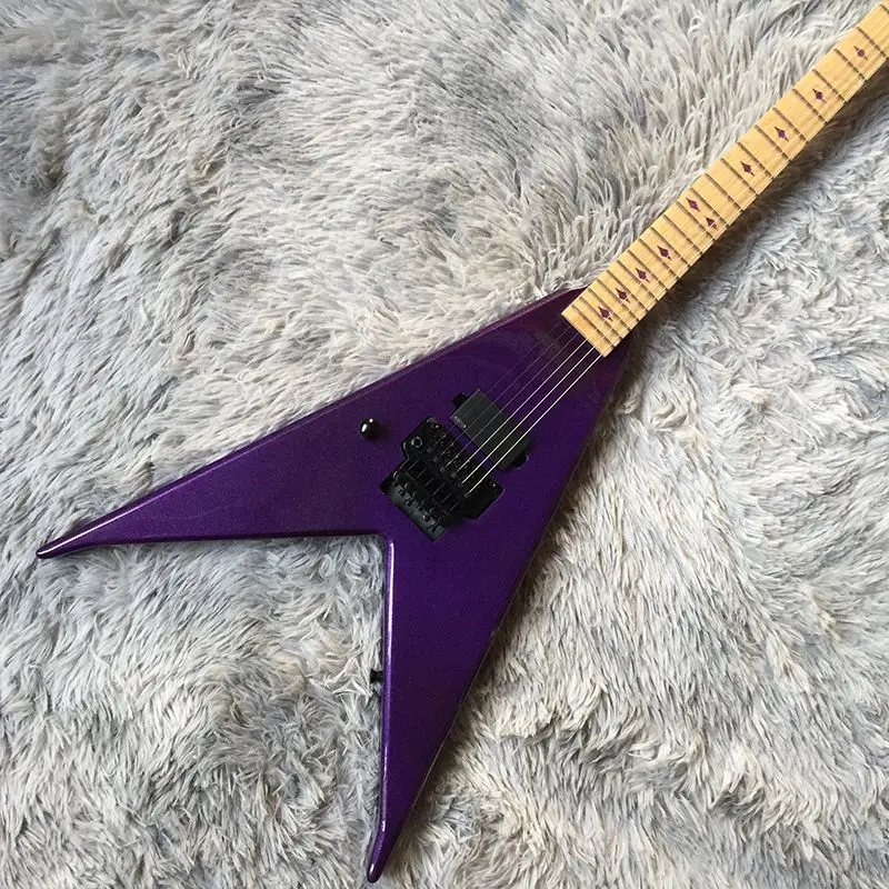 

New High Quality 6 Strings Electric Guitar Flying V Metal Purple Guitars Black Hardware U-head Black Maple Fingerboard & Neck
