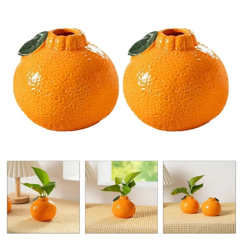 Modern Decorative Vases Centerpieces Tangerine Shaped Ceramic Vases Minimal Art Flower Vases for Living Room Home Decors 6