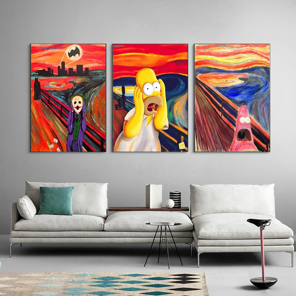Famoso Homer Simpson Joker Modern Poster Pink Starfish Scream Canvas Art Print Painting Wall Abstract Picture For Home Decor
