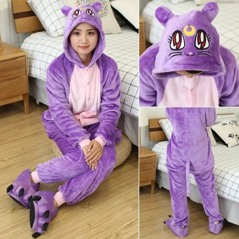 Adults Animal Onesies Unicorn Kigurumi Pajamas Sleepwear Women Men Winter Unisex Tiger Costumes Kids Cartoon Flannel Pajamas