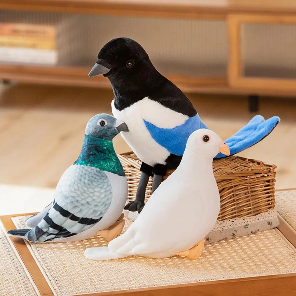 Plush Toy Plush Doll Toy Plush Doll Doll Toy Realistic Pigeon Plush Toys Soft Lifelike Grey And White Pigeons Birds Stuffed Animal Toy Collection And Gifts