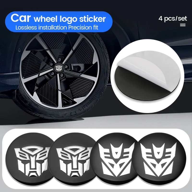 4Pcs Universal 56Mm Car Wheel Center Hub Cap Badge Transformers Autobots Decepticon Emblem Decalcomania Accessori Decorativi Per Auto