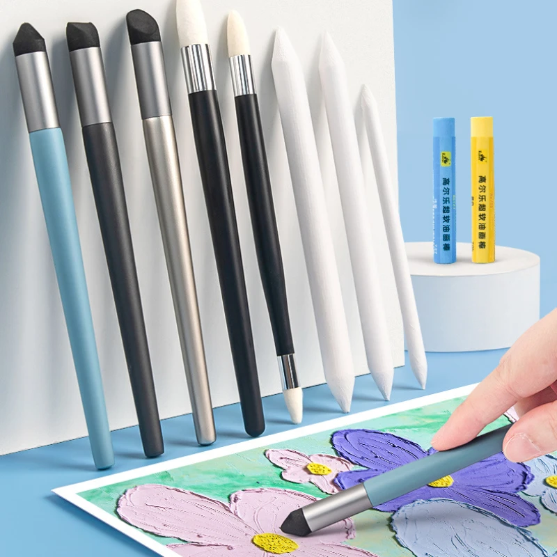 3pcs 오일 파스텔 특수 문질러 펜 소프트 헤드 전환 스폰지 볼 얼룩 펜 얼룩 그림 브러쉬 도구 미술 용품