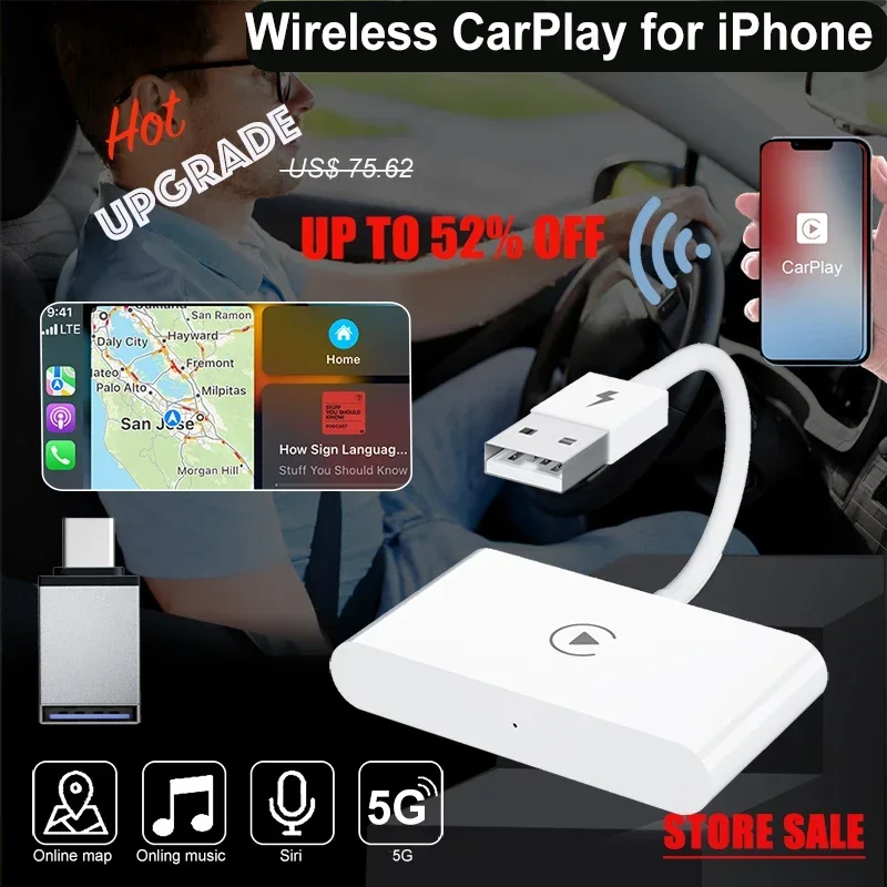 Wireless Carplay Adapter 2023 Upgrade Wireless Auto Car Adapter For Lphone Wireless  Android Auto Dongle 5ghz Wifi Bt5.0 - Smart Remote Control - AliExpress