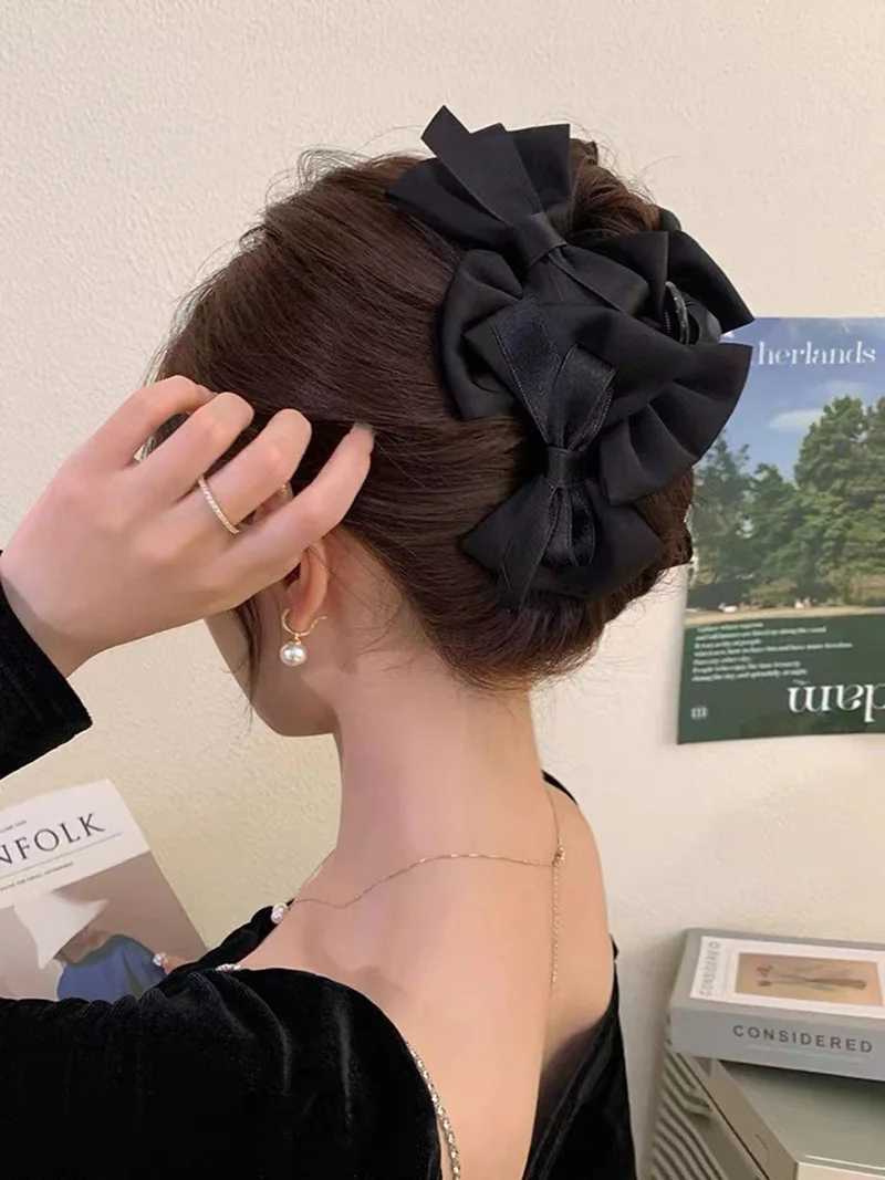 Französische Haarspange mit Schleife, große Haarklammer, elegante Haarspangen für Damen, modische Haaraccessoires für Mädchen, süße Kopfbedeckung – Detail 3