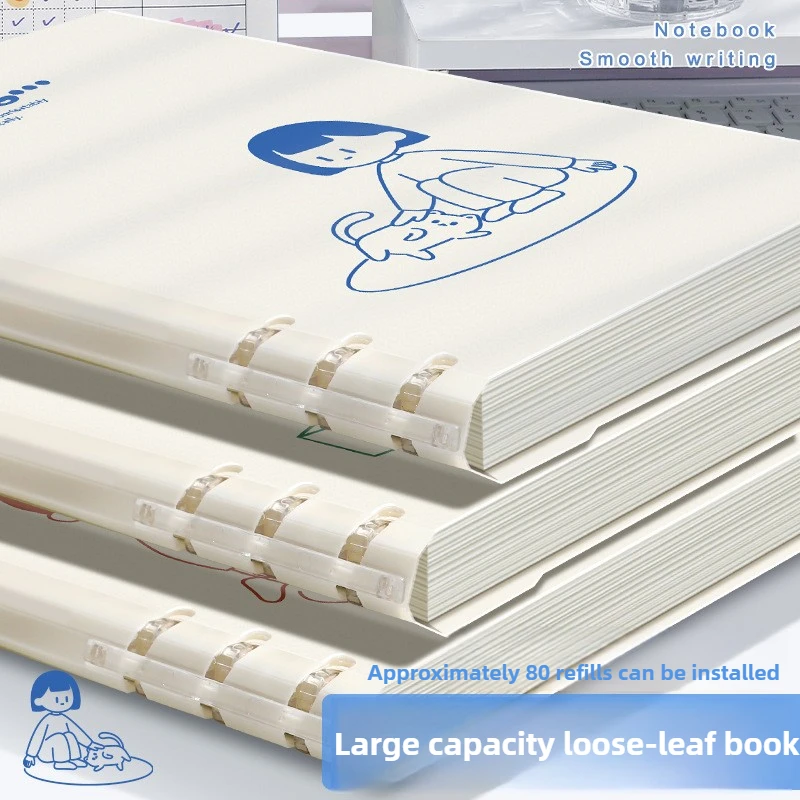 60 Sheets A5 Loose-leaf Notebook Cute Cat Simple Notebook Horizontal Line Spiral Notebook Journal Planner School Office Supplies - 4