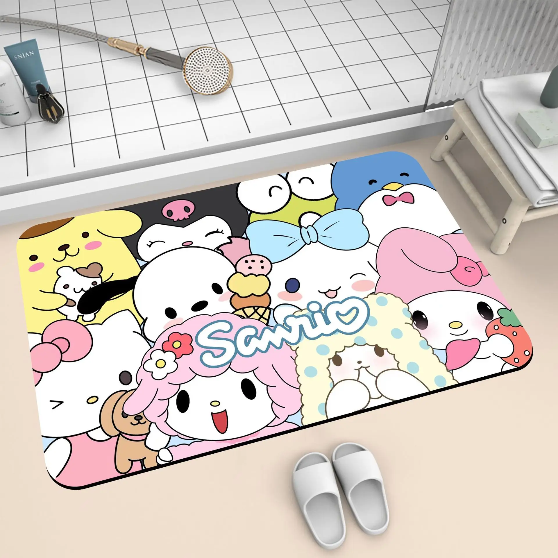 

Sanrio Diatom Mud Cartoon Non-Slip Foot Mat Kawaii Hello Kitty Kuromi Cinnamoroll Anime Bath Absorbent Quick-Drying Floor Mat