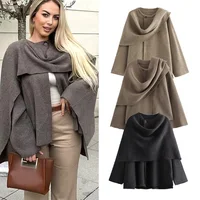 HXAO Knitted Parkas 2024 Women's Warm Winter Cardigan Coat Autumn Demi-Season Large Size Long Sleeve Scarf Knitwear Outerwears
