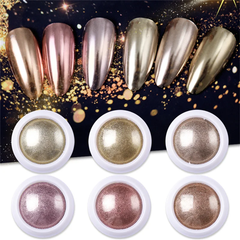

1Box Rose Gold Colors Holographic Laser Aurora Solid Mirror Nail Glitter Powder Nails UV Gel Polish Pigment Nail Art Decorations
