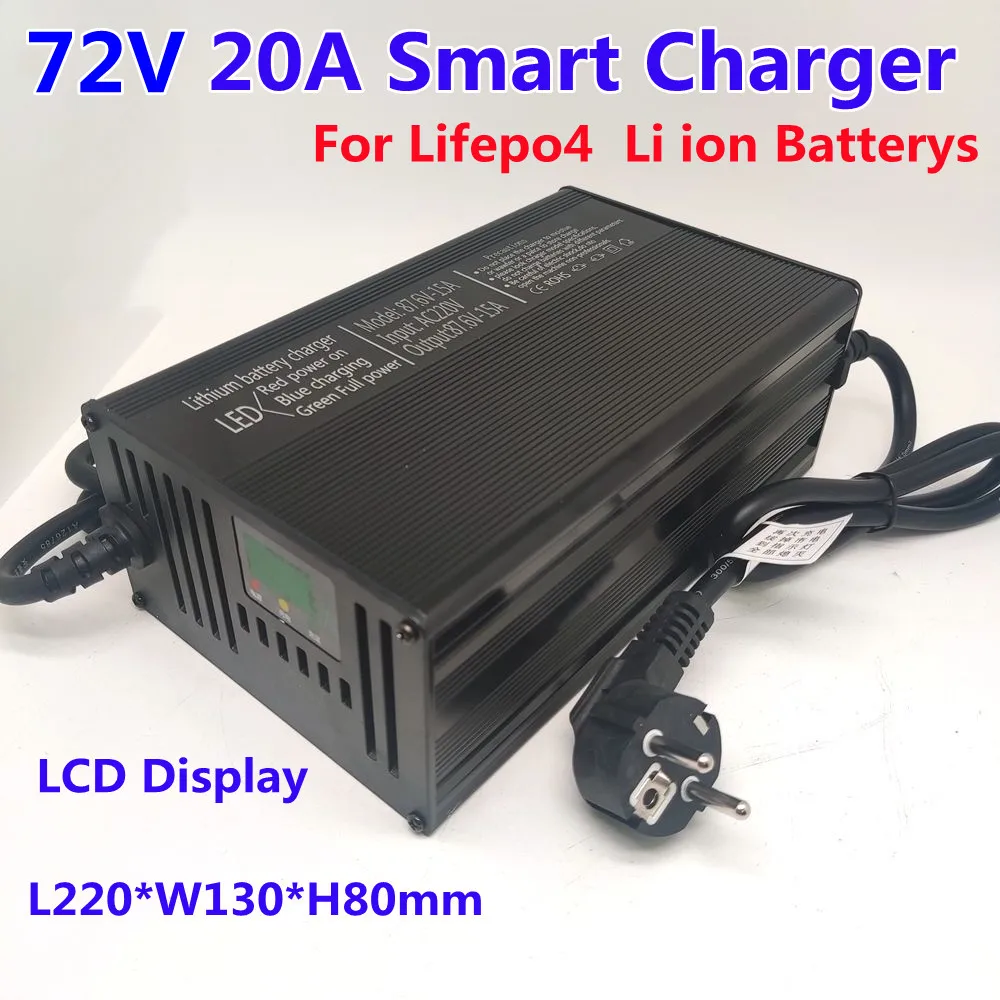 

20A 18A Fast charger 72V 84V 87.6V 88.2V lipo lifepo4 batterys moto electrica ebike motorcycle elektrikli motosikletler chargeur